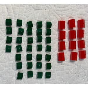 Monopoly Replacement Set 32 Green Houses 12 Red Hotels Board Game Piece Tabletop